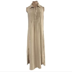 Malvin Hamburg Germany 100% Linen‎ Tan Midi Dress